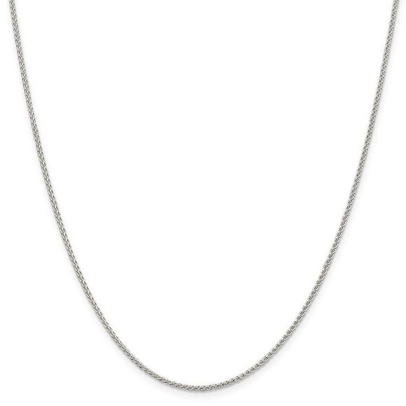 1.5mm Rhodium Plated Sterling Silver Round Spiga Chain Necklace, 18 In - Picture 2 of 5
